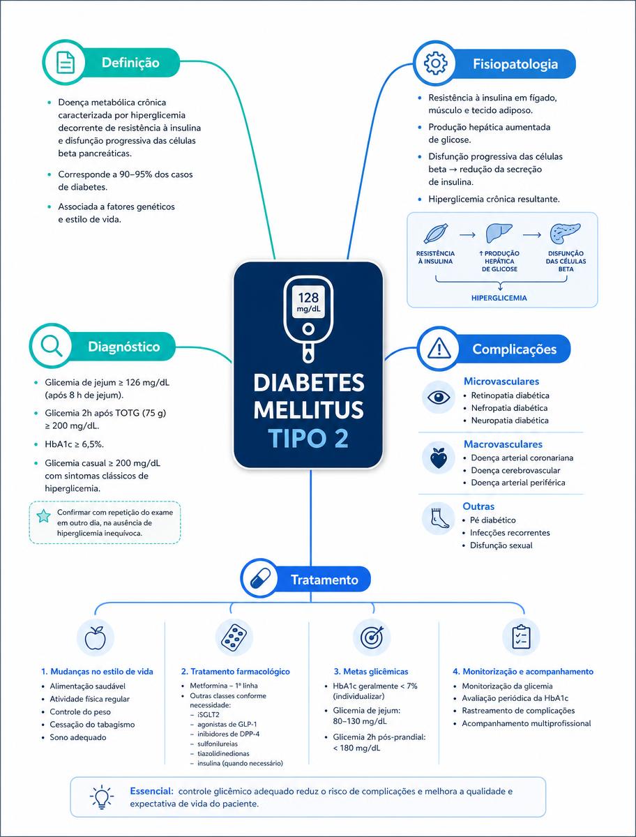 Exemplo de mapa mental do Medicina Visual sobre Diabetes Mellitus Tipo 2