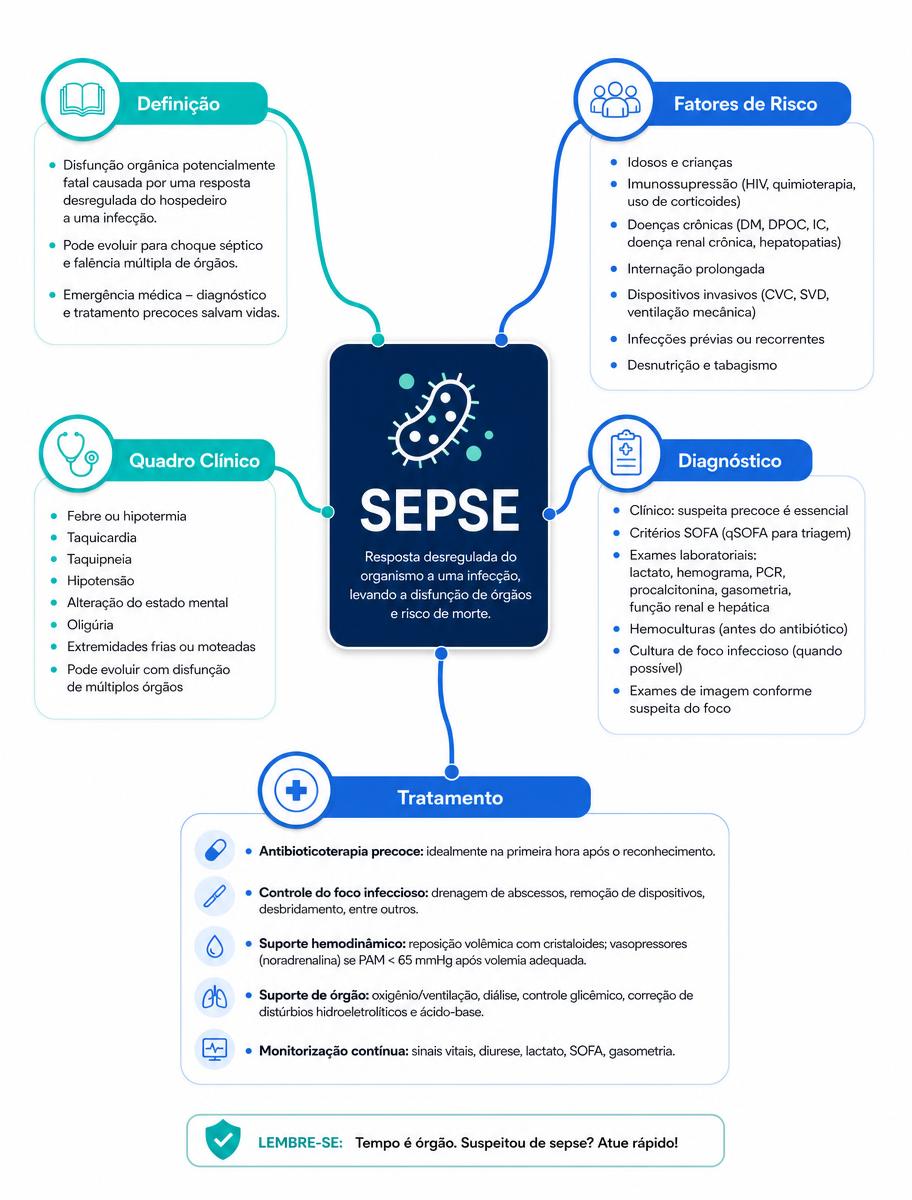 Exemplo de mapa mental do Medicina Visual sobre Sepse